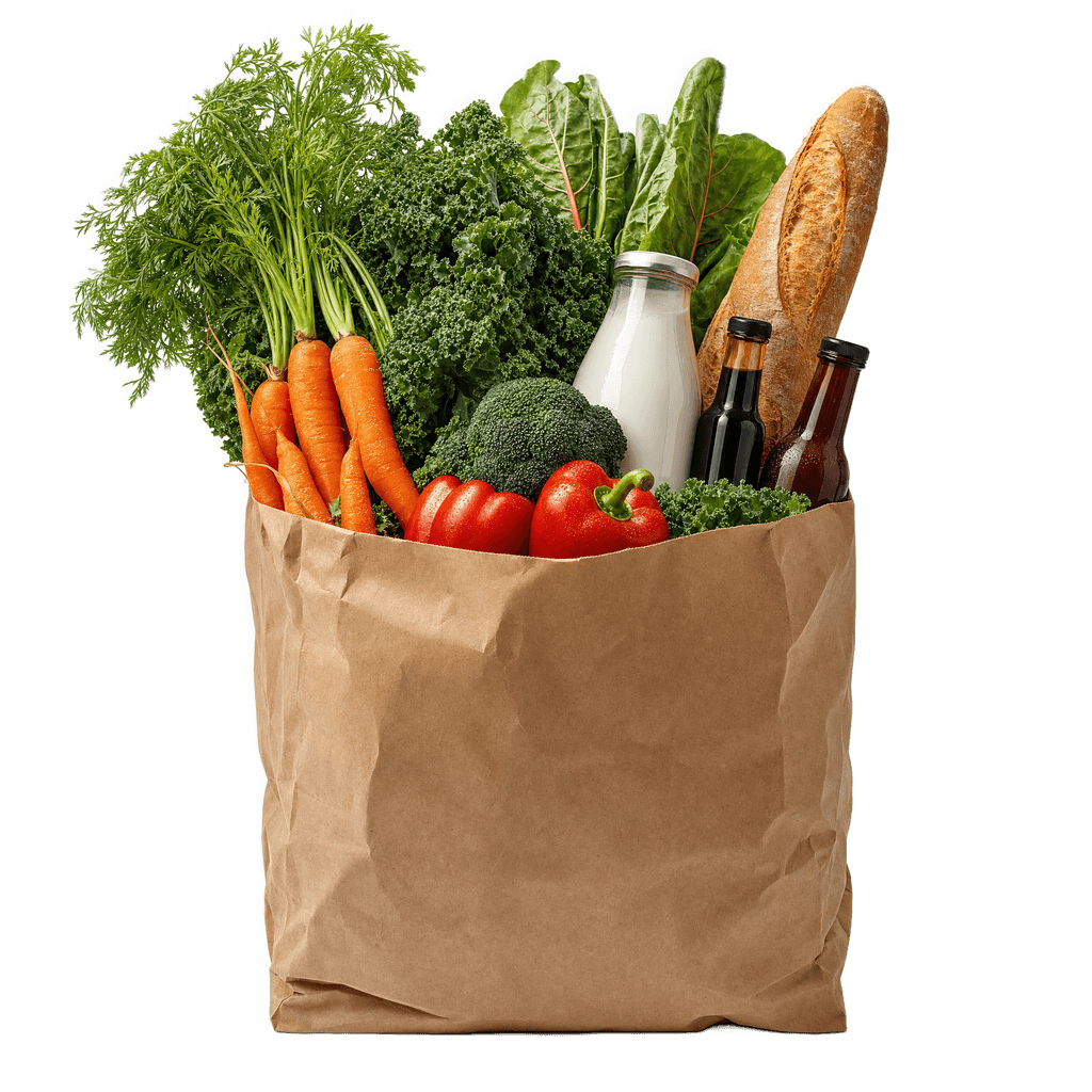 Bolsa de compras llena de productos frescos